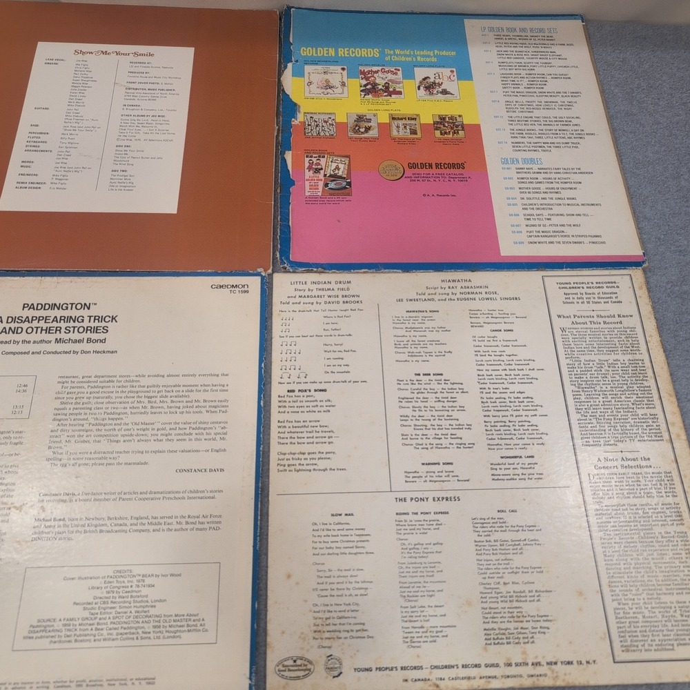 Vintage Childrens Vinyl Record Lot Paddington Babar Golden Books 6 LP Collection - Picture 5 of 5